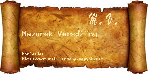 Mazurek Versény névjegykártya